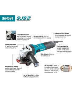 Amoladora Angular Makita GA4591 115mm 15 AMP con Freno 2