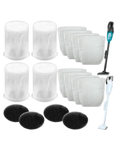 Filtros de Reemplazo Conloquen para Aspiradoras Makita - 4 HEPA, 4 Espuma, 8 Bolsas