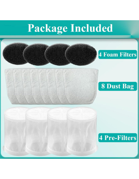 Filtros de Reemplazo Conloquen para Aspiradoras Makita - 4 HEPA, 4 Espuma, 8 Bolsas