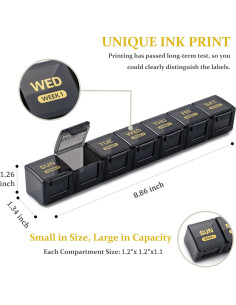 Organizador de Pastillas Mensual MODENGKONGJIAN Negro 28 Días 2