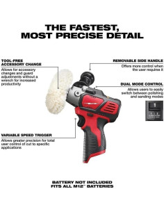 Pulidor Milwaukee M12 2438-20 12V Inalámbrico 2 en 1 2