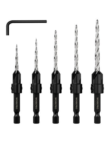 Juego de Brocas Avellanadas WORKPRO 5 Piezas Acero M2