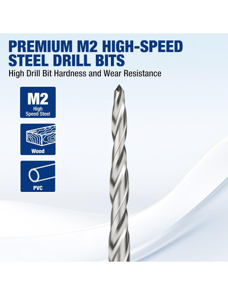 Juego de Brocas Avellanadas WORKPRO 5 Piezas Acero M2