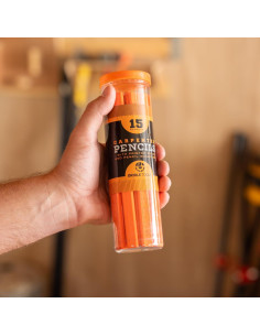 Kit de Lápices de Carpintero Oriole Tools - 15 Lápices Planos, Sacapuntas y Contenedor 2