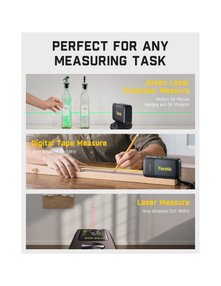 Medidor de Cinta Láser Digital Fanttik A10 Apex 50m 3-en-1