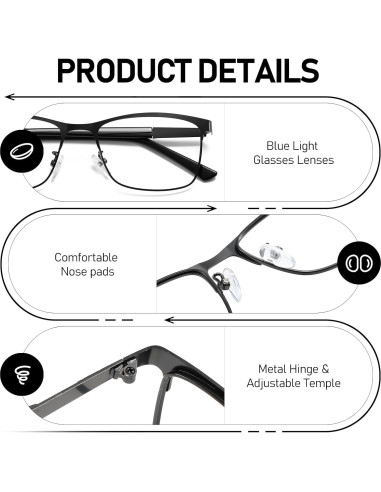 Gafas de lectura fotocromáticas PUBOWT con bloqueo luz azul 2.5D