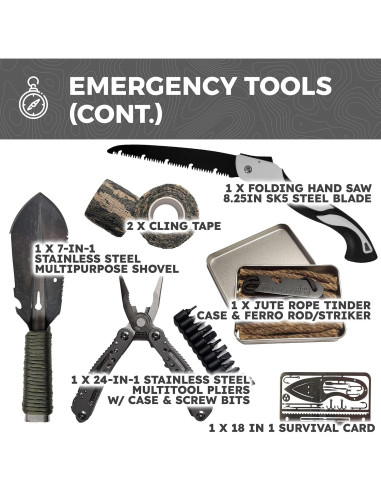 Mochila de Emergencia Sirius Survival 50L - Kit 72 Horas