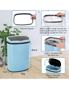 Basurero Automático Bigacc 50L Acero Inoxidable Azul 2