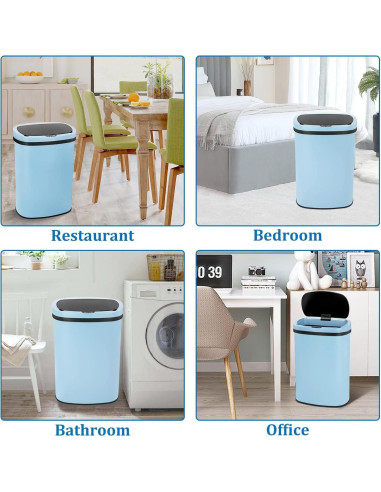 Basurero Automático Bigacc 50L Acero Inoxidable Azul