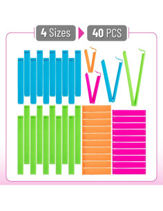 Clips para Sellar Bolsas de Comida Mr. Pen, 40 Piezas, 4 Tamaños 2