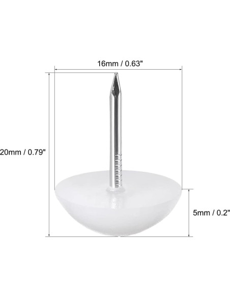 Clavos Deslizantes para Patas de Muebles uxcell 16mm Blanco 5pcs Clavos Deslizantes para Patas de Muebles uxcell 16mm Blanco 5pcs