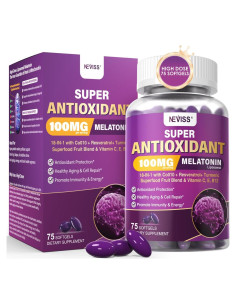 Melatonina 100mg NEVISS con CoQ10 y Antioxidantes 75 Gelatinas