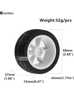 Neumáticos RC On Road 1/10 Chanmoo 12mm Hex Rally 4 Pcs 2