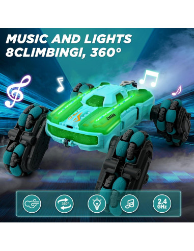 Coche de Acrobacias RC ZMMB 8 Ruedas Control Gestos LED