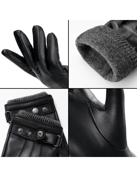 Guantes de Invierno OZERO para Hombre de Cuero Térmicos