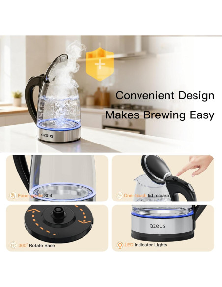 Hervidor Eléctrico MegaWise CX-817 de Vidrio 1.8L con Luz LED