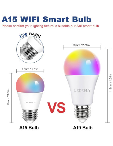 Bombilla LED Inteligente A15 Enshine E26 5W Regulable 3 Unidades
