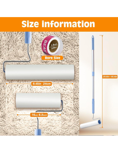 Rodillo de Pelusa BEAH 24 cm + 16 cm para Mascotas