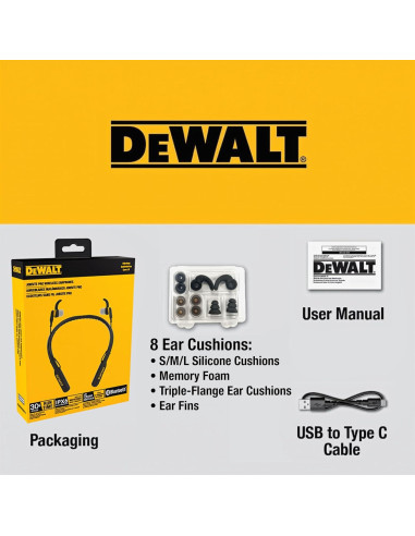 Auriculares Bluetooth DEWALT Jobsite Pro Cuello Negro 30H