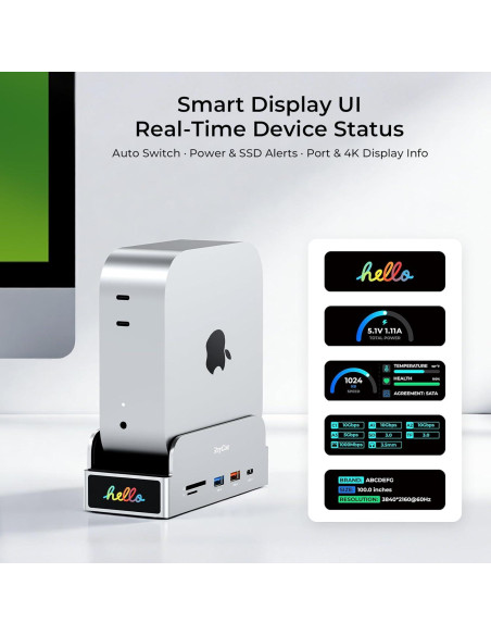 Soporte Dock Pro RayCue para Mac mini M4 - Hub 11 en 1 4K