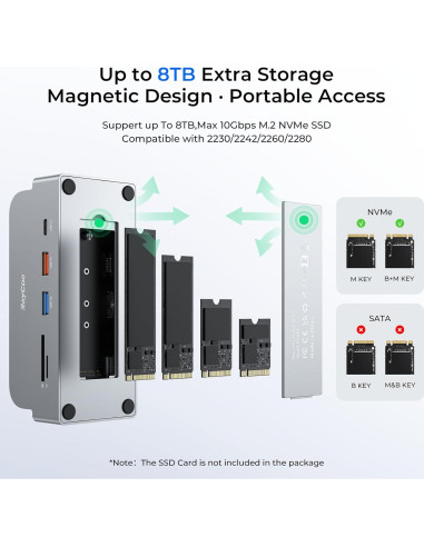 Soporte Dock Pro RayCue para Mac mini M4 - Hub 11 en 1 4K