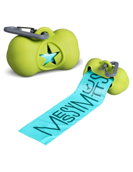 Soporte de Bolsa de Desechos para Perros Messy Mutts Verde - Incluye 15 Bolsas