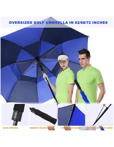 Paraguas de Golf BARAIDA 62/68/72 Pulgadas Automático Doble Dosel