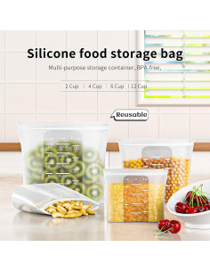 Bolsas de Almacenamiento de Silicona Bangp - 4 Piezas (444ml a 2957ml) 2