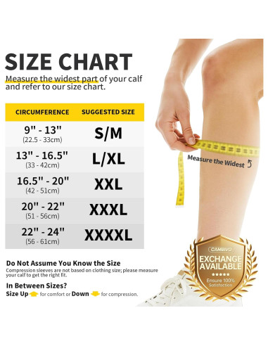 Mangas de Compresión para Pantorrillas CAMBIVO Unisex - Alivio Dolor