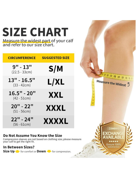 Mangas de Compresión para Pantorrillas CAMBIVO Unisex - Alivio Dolor