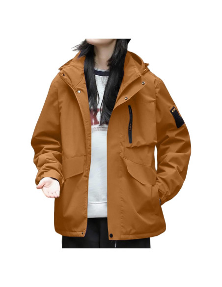 Chaqueta de Lluvia Impermeable para Mujeres 5X Grande Café