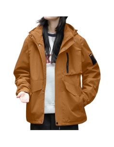 Chaqueta de Lluvia Impermeable para Mujeres 5X Grande Café 2