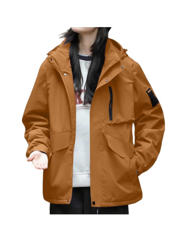 Chaqueta de Lluvia Impermeable para Mujeres 5X Grande Café