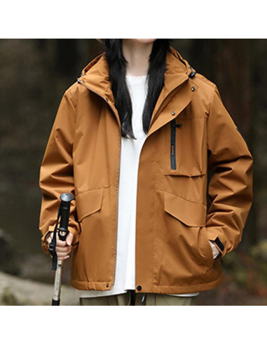 Chaqueta de Lluvia Impermeable para Mujeres 5X Grande Café