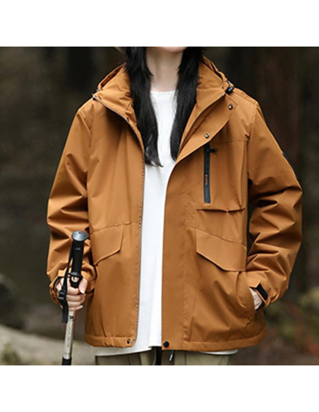 Chaqueta de Lluvia Impermeable para Mujeres 5X Grande Café