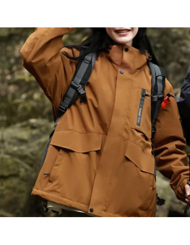 Chaqueta de Lluvia Impermeable para Mujeres 5X Grande Café