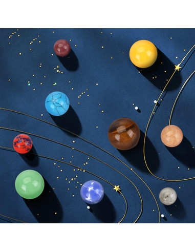 Decoración Sistema Solar 9 Planetas GEMWONDER Hecho a Mano