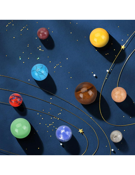 Decoración Sistema Solar 9 Planetas GEMWONDER Hecho a Mano