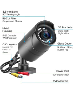 Cámara de Seguridad ZOSI 2MP 1080p Híbrida 4-en-1 IP67 2