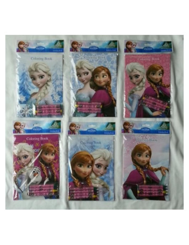 Lote 12 Libros para Colorear Disney Frozen + Crayones