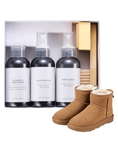 Kit de Limpieza de Zapatos Ante y Nubuck - Limpiador, Protector y Cepillo