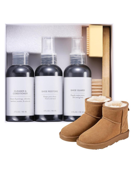 Kit de Limpieza de Zapatos Ante y Nubuck - Limpiador, Protector y Cepillo