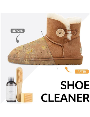 Kit de Limpieza de Zapatos Ante y Nubuck - Limpiador, Protector y Cepillo