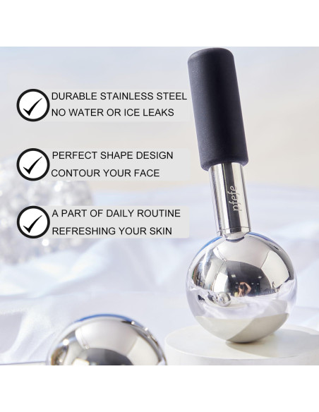 Esferas de Hielo Rotativas Pfefe para Facial y Ojos - Acero Inoxidable Esferas de Hielo Rotativas Pfefe para Facial y Ojos - Acero Inoxidable