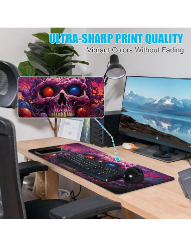 Alfombrilla de Ratón XL NiHome Calavera 90 x 40 cm Antideslizante