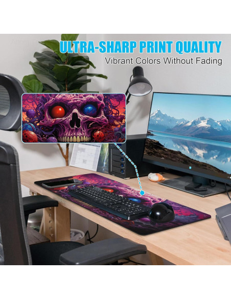 Alfombrilla de Ratón XL NiHome Calavera 90 x 40 cm Antideslizante