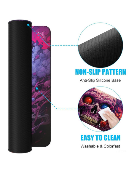 Alfombrilla de Ratón XL NiHome Calavera 90 x 40 cm Antideslizante