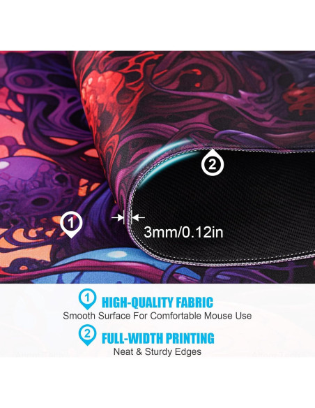 Alfombrilla de Ratón XL NiHome Calavera 90 x 40 cm Antideslizante