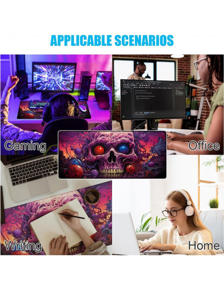 Alfombrilla de Ratón XL NiHome Calavera 90 x 40 cm Antideslizante