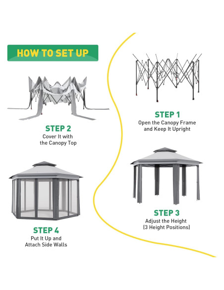Toldo Pop-Up PhoenixCrest 3.96x3.96m Hexagonal Impermeable